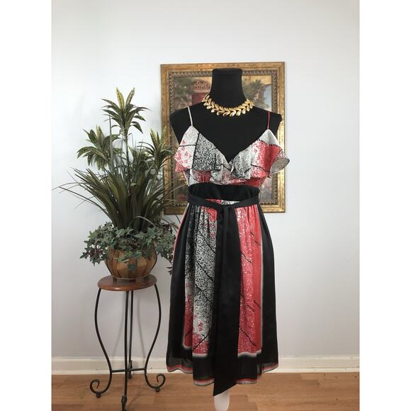 BCBG Dresses & Skirts - BCBG Women Dress Sz 6 A-Line Pullover Barbiecore Sleeveless Ruffle Neck Y2K Boho